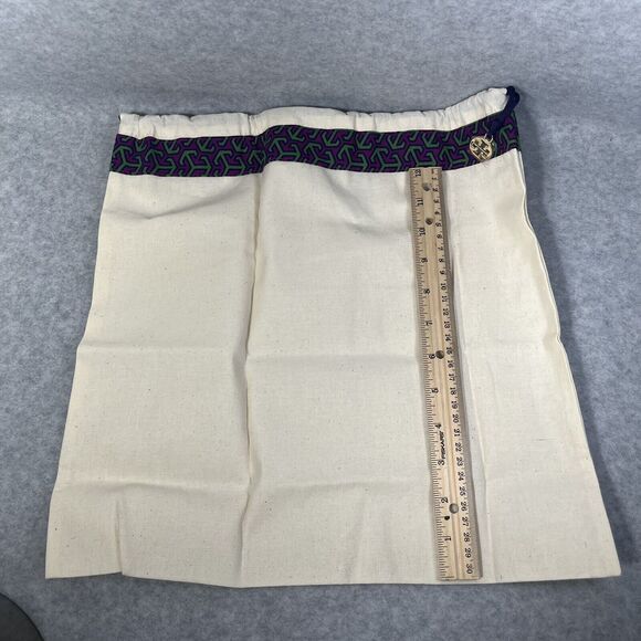 Tory Burch Dust Bag Cover Cotton Canvas with Gold Plated Metal Charm 14" x 14" - Picture 4 of 6